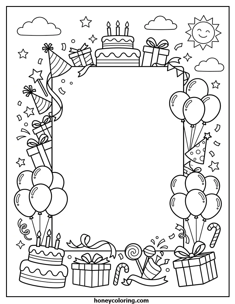 Birthday Card Coloring Page