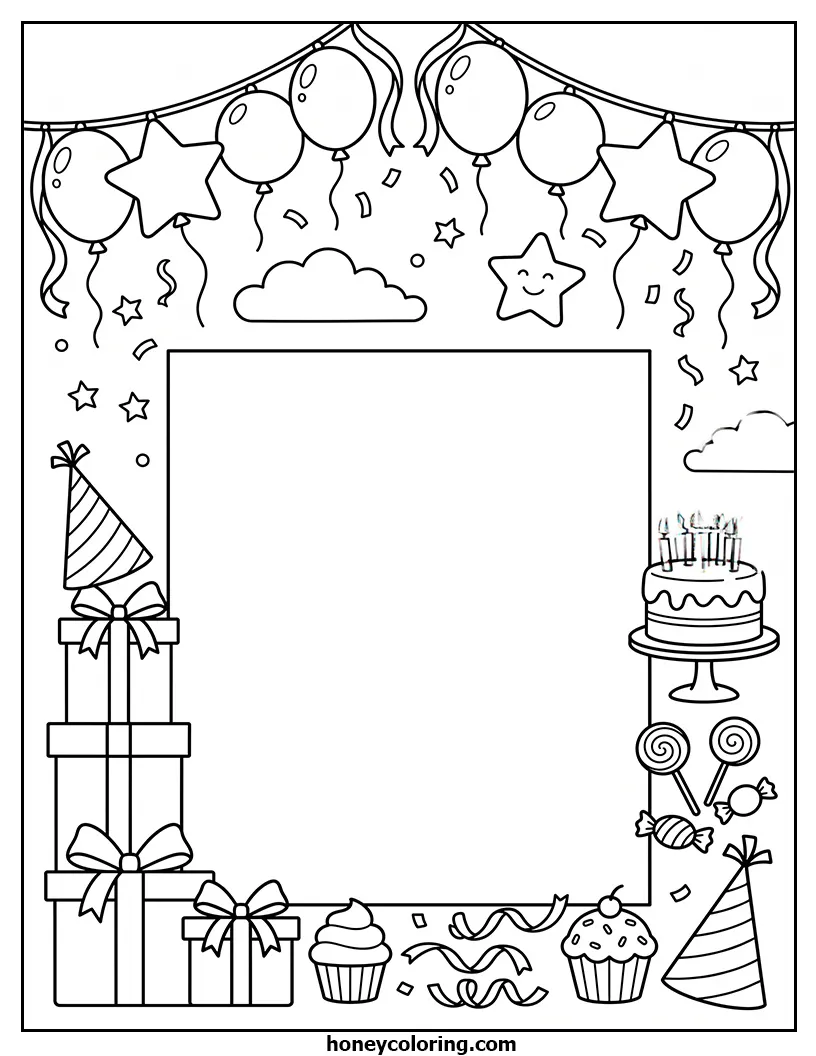 Birthday Card Coloring Printable