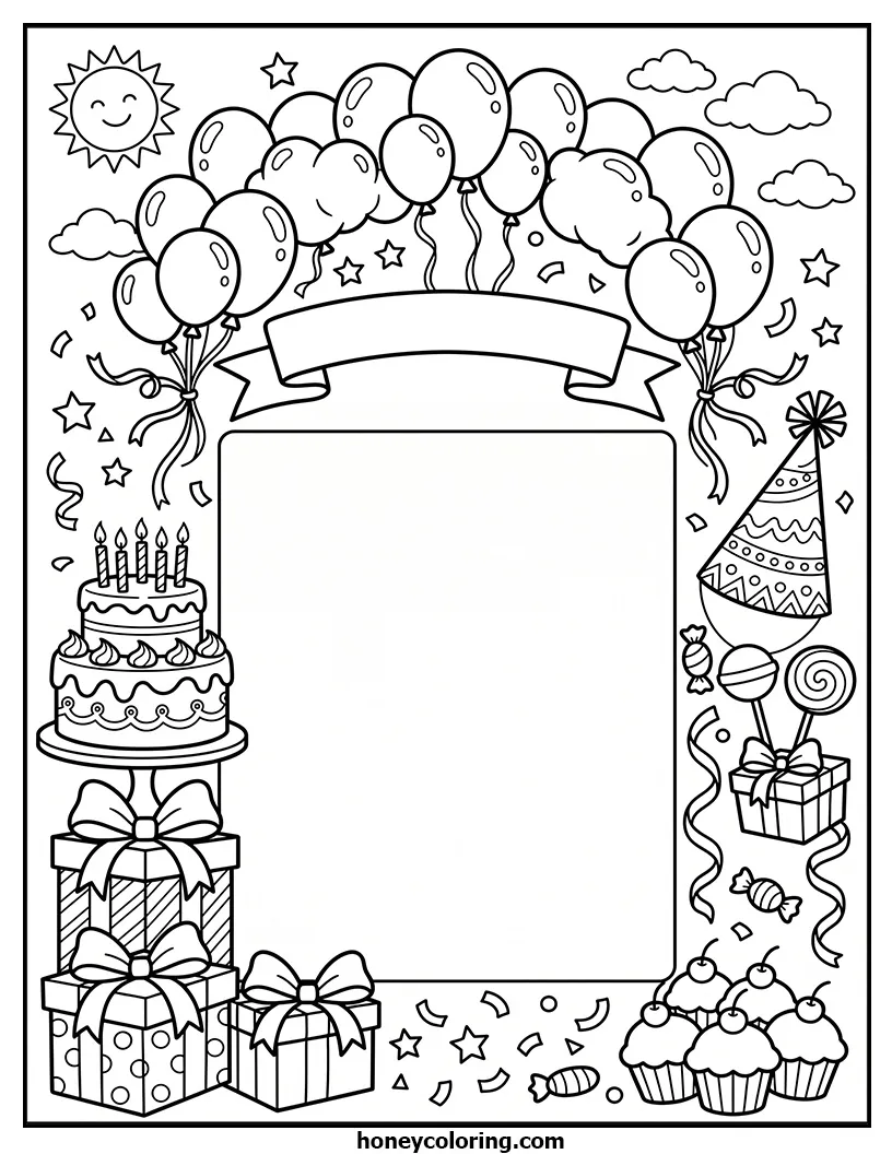 Birthday Card Coloring Printout