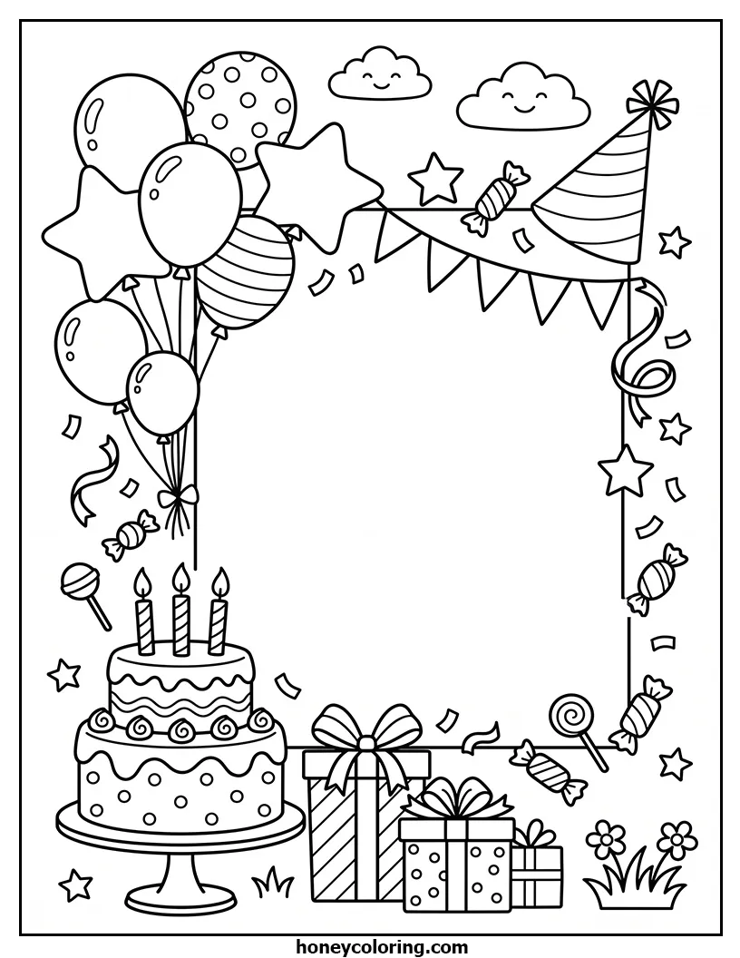 Birthday Card Line Drawing Printable