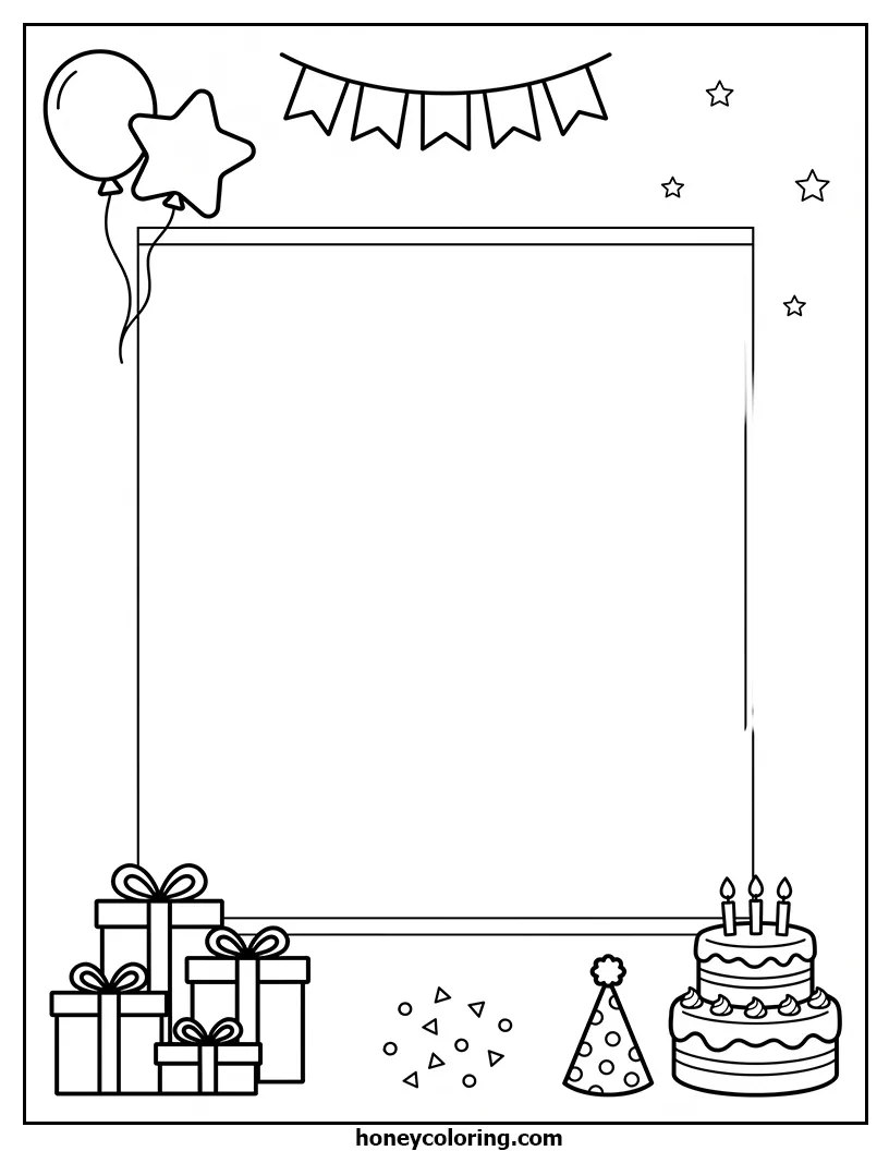 Birthday Card Outline Drawing
