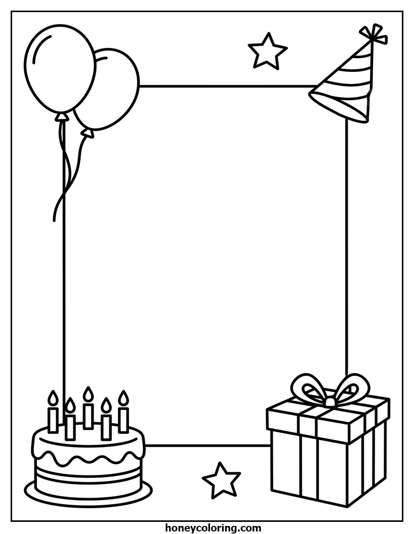 Birthday Card Printable Line Art