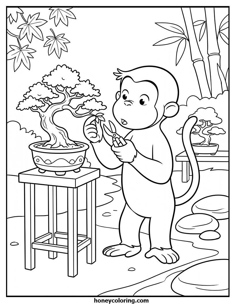 Curious George Coloring Page