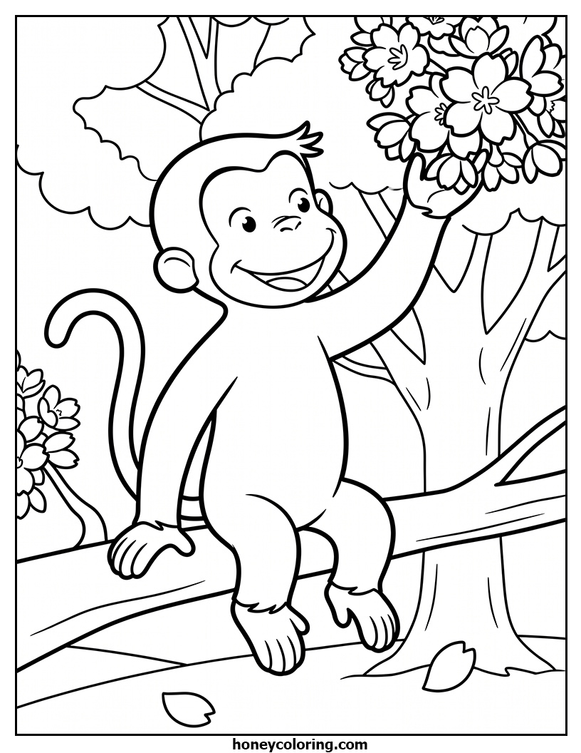 Curious George Coloring Template