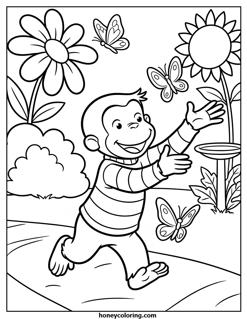 Curious George PDF Coloring Page