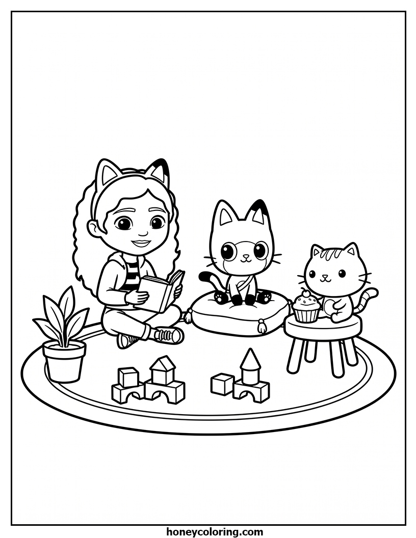 Gabby's Dollhouse Black And White Coloring Page
