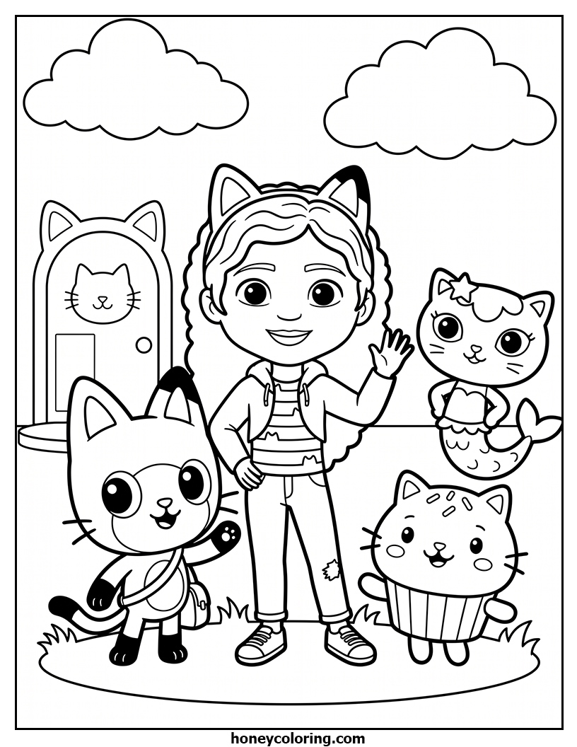 Gabby's Dollhouse Coloring Outline