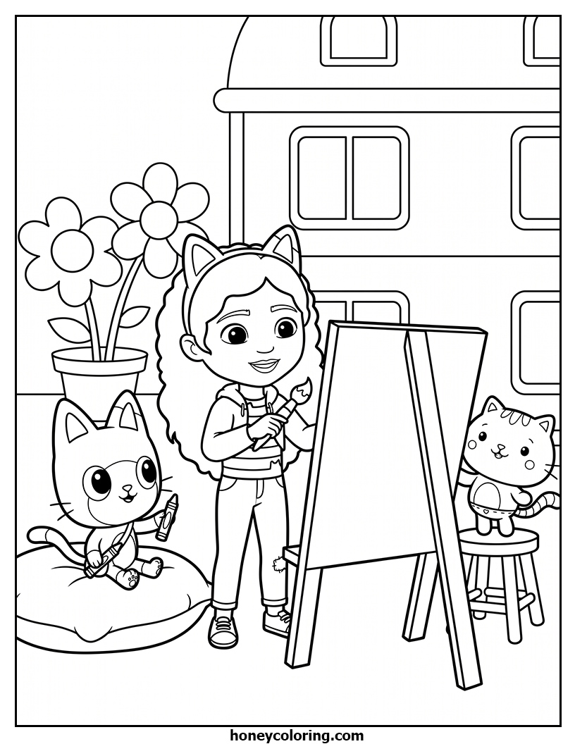 Gabby's Dollhouse Coloring Page PDF