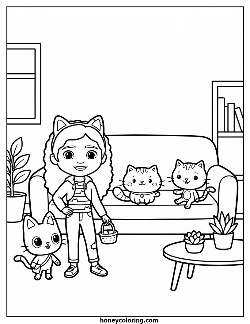 Gabby's Dollhouse Line Drawing Printable
