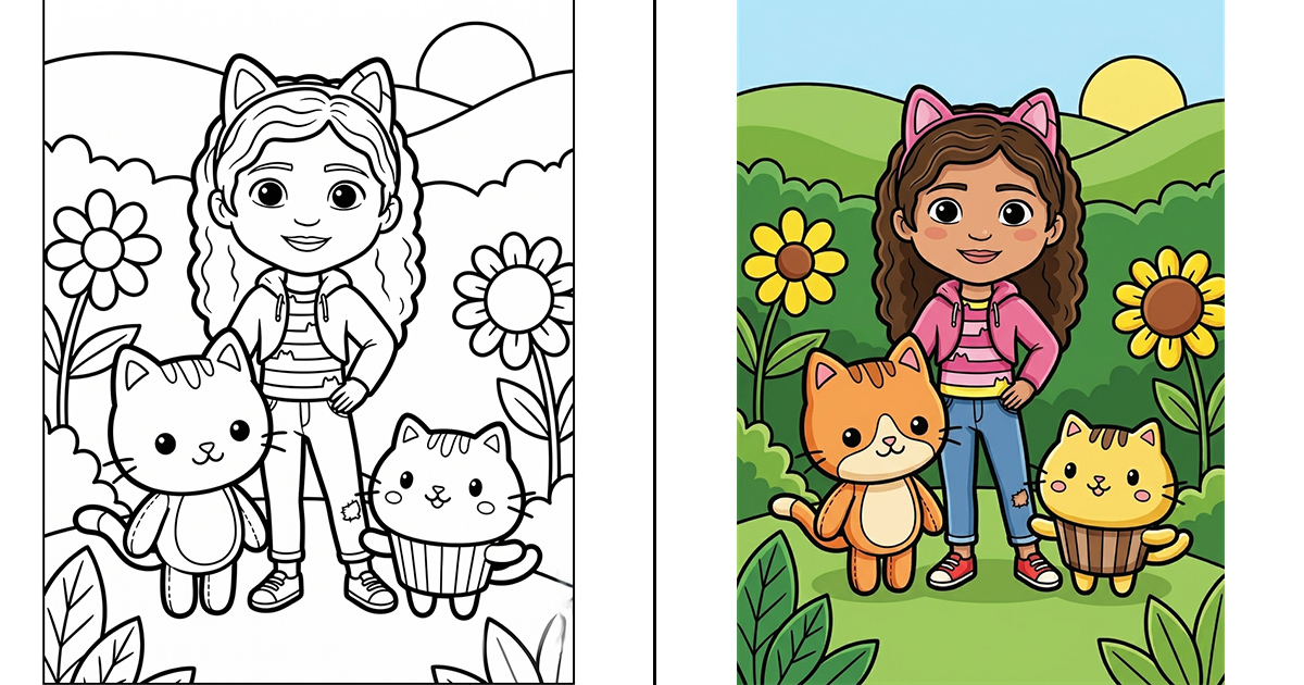 Gabby's Dollhouse Coloring Pages Gabbys Dollhouse featured image