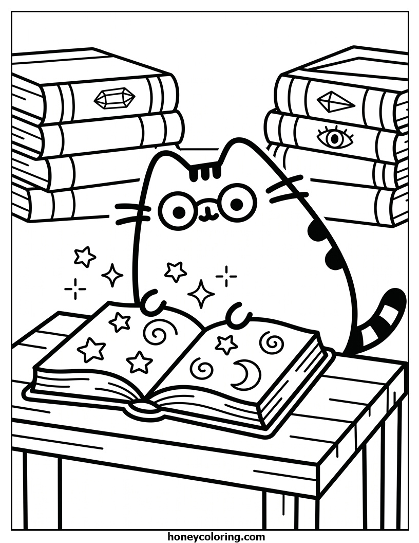 Pusheen Black And White Coloring Page