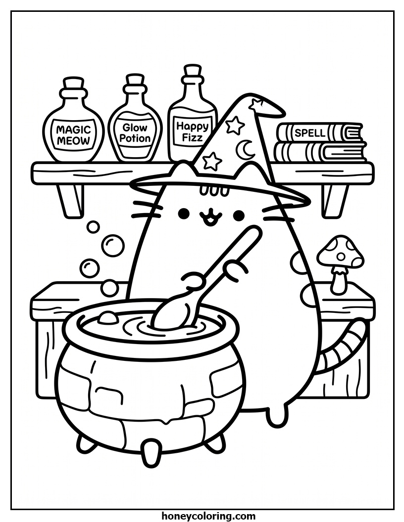 Pusheen Free Coloring Page