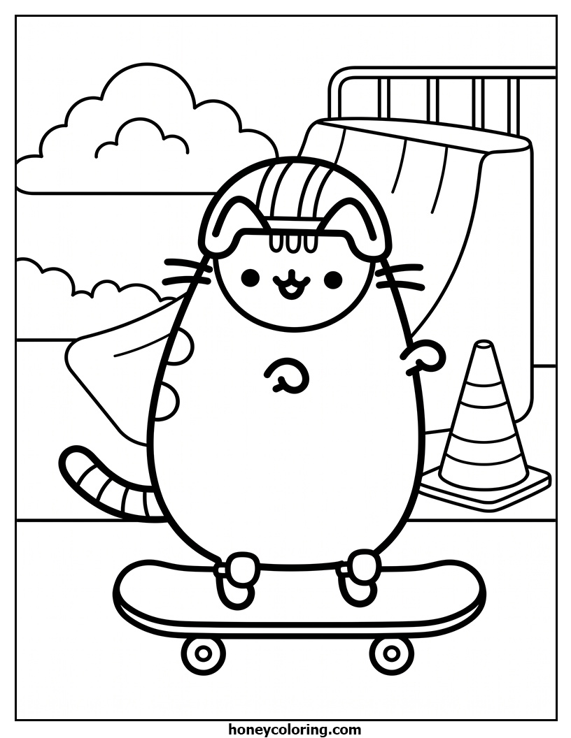 Pusheen Outline Drawing