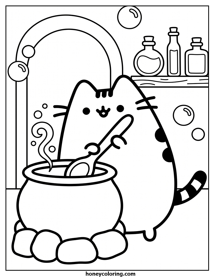 Pusheen Print At Home Coloring Page