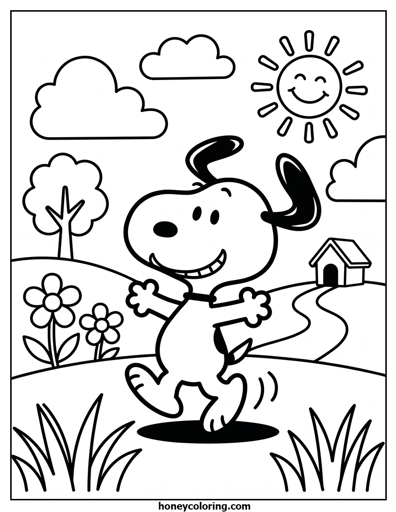 Snoopy Line Art Coloring Page
