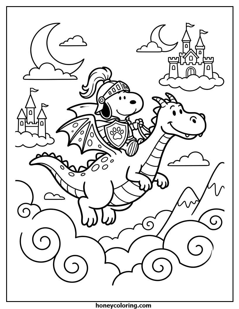 Snoopy Print At Home Coloring Page