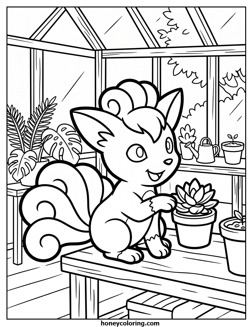Vulpix Black And White Coloring Page