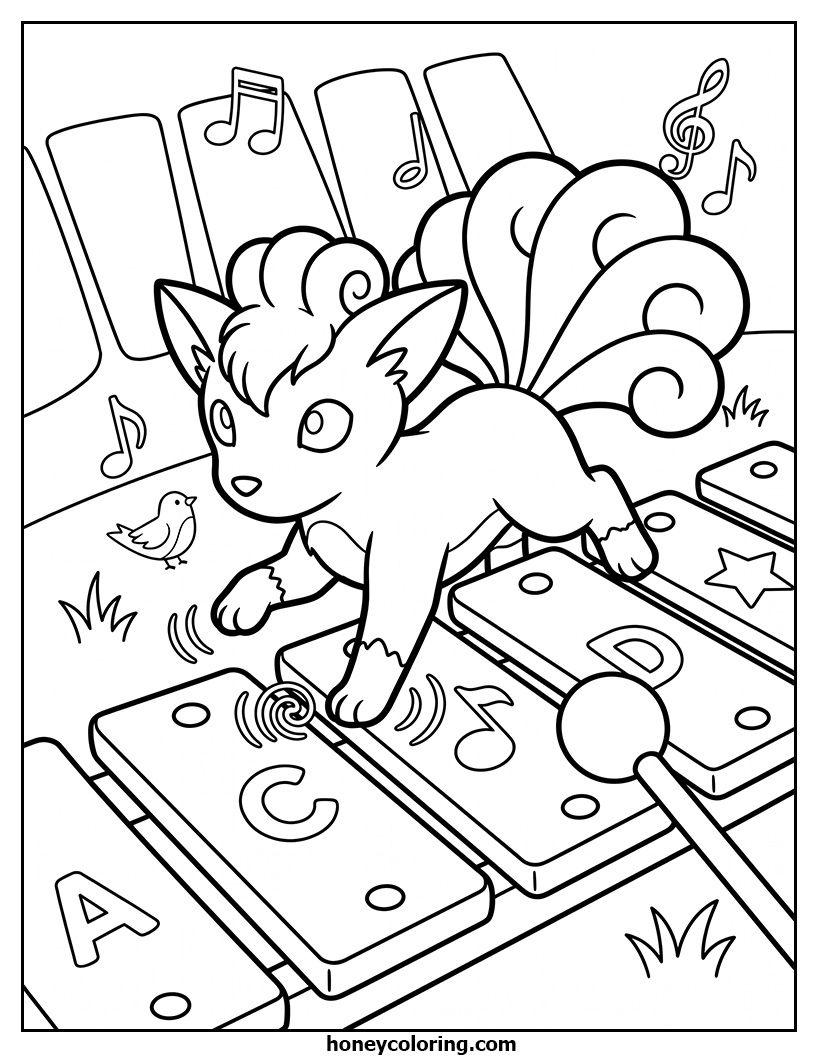 Vulpix Line Art Coloring Page