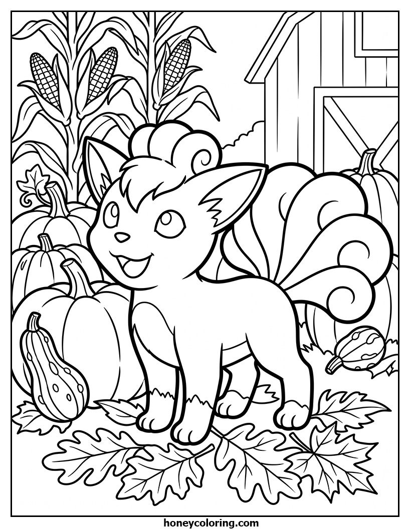 Vulpix Printable Line Art