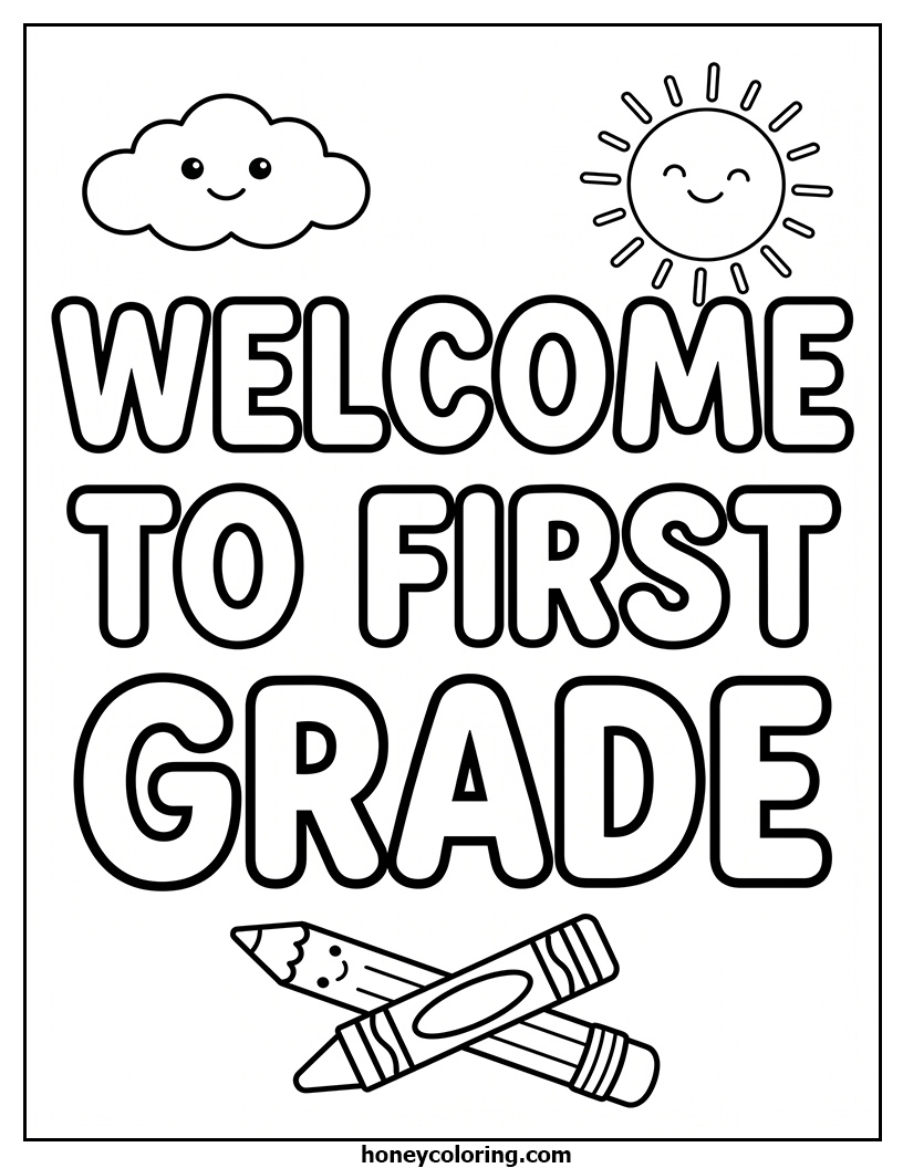 Welcome to First Grade PDF Coloring Page