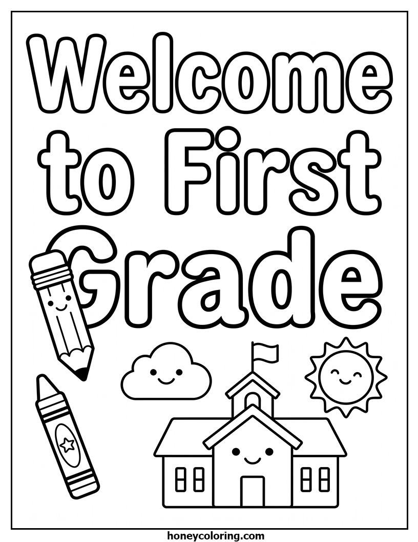 Welcome to First Grade Printable Line Art
