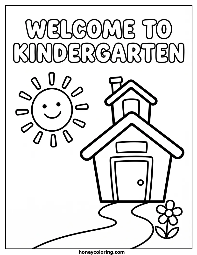 Welcome to Kindergarten Coloring Book Page
