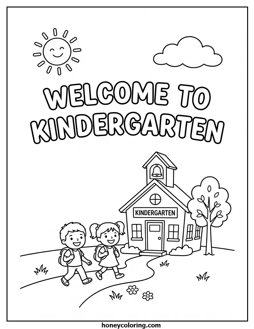 Welcome to Kindergarten Coloring Printout