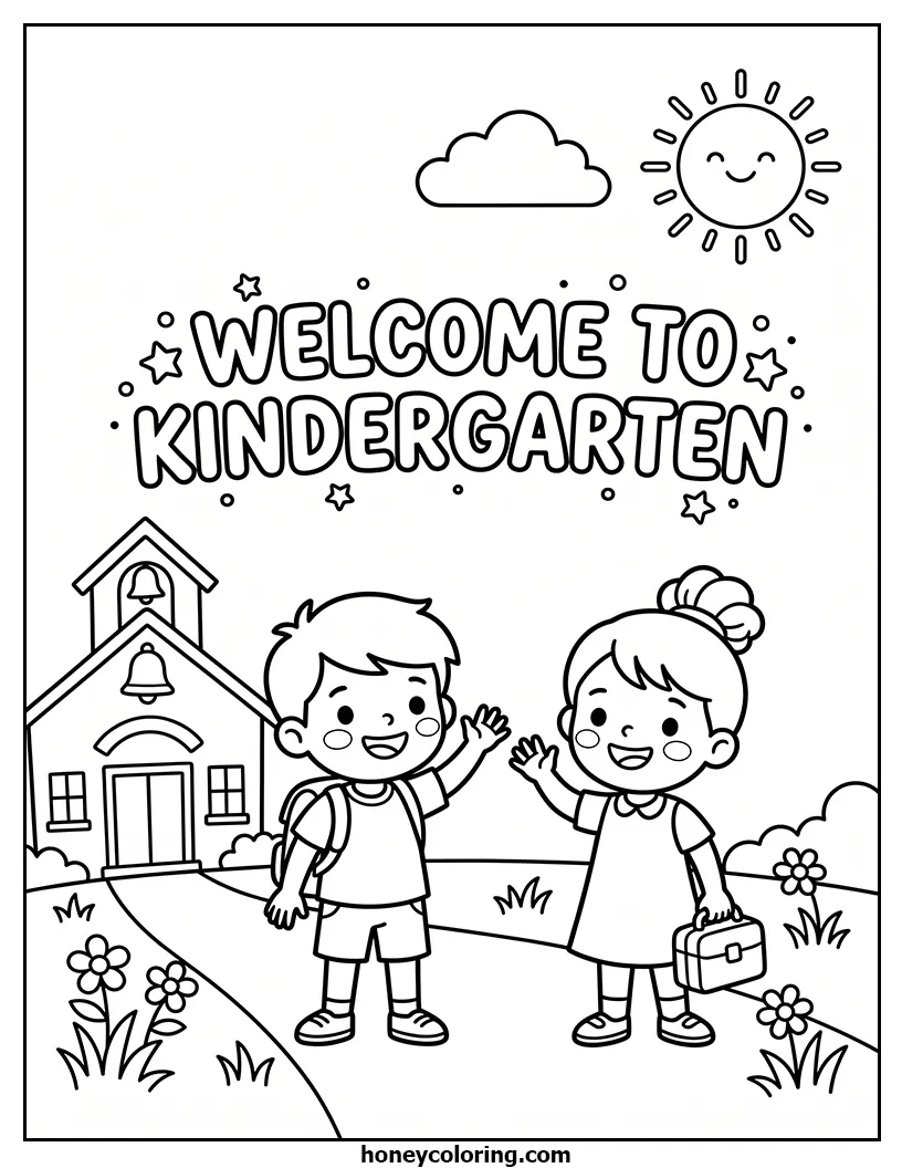 Welcome to Kindergarten Coloring Worksheet