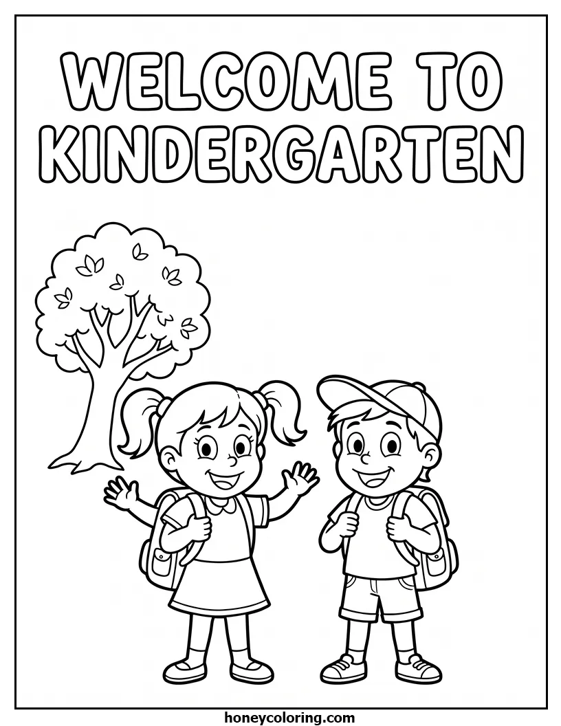 Welcome to Kindergarten Downloadable Coloring Page