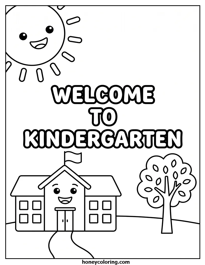 Welcome to Kindergarten Outline Drawing