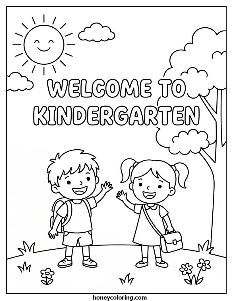 Welcome to Kindergarten Print At Home Coloring Page