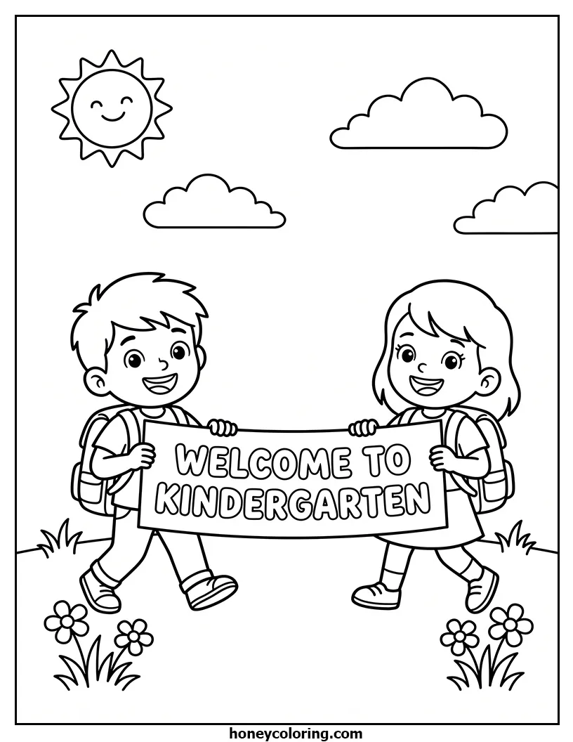 Welcome to Kindergarten Printable Coloring Page