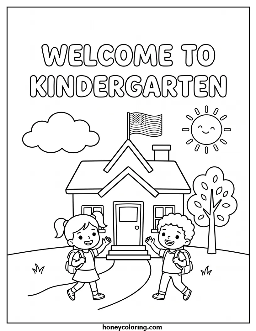 Welcome to Kindergarten Printable Coloring Sheet