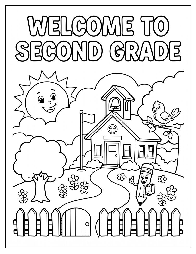 Welcome to Second Grade Downloadable Coloring Page