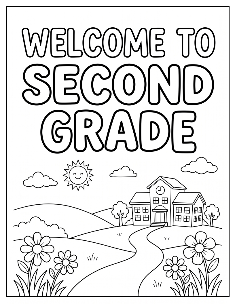 Welcome to Second Grade Line Art Coloring Page