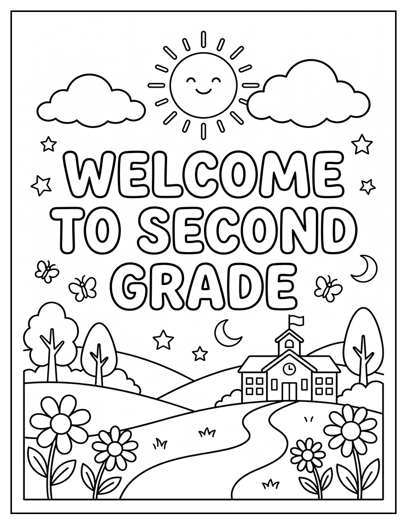 Welcome to Second Grade PDF Coloring Page