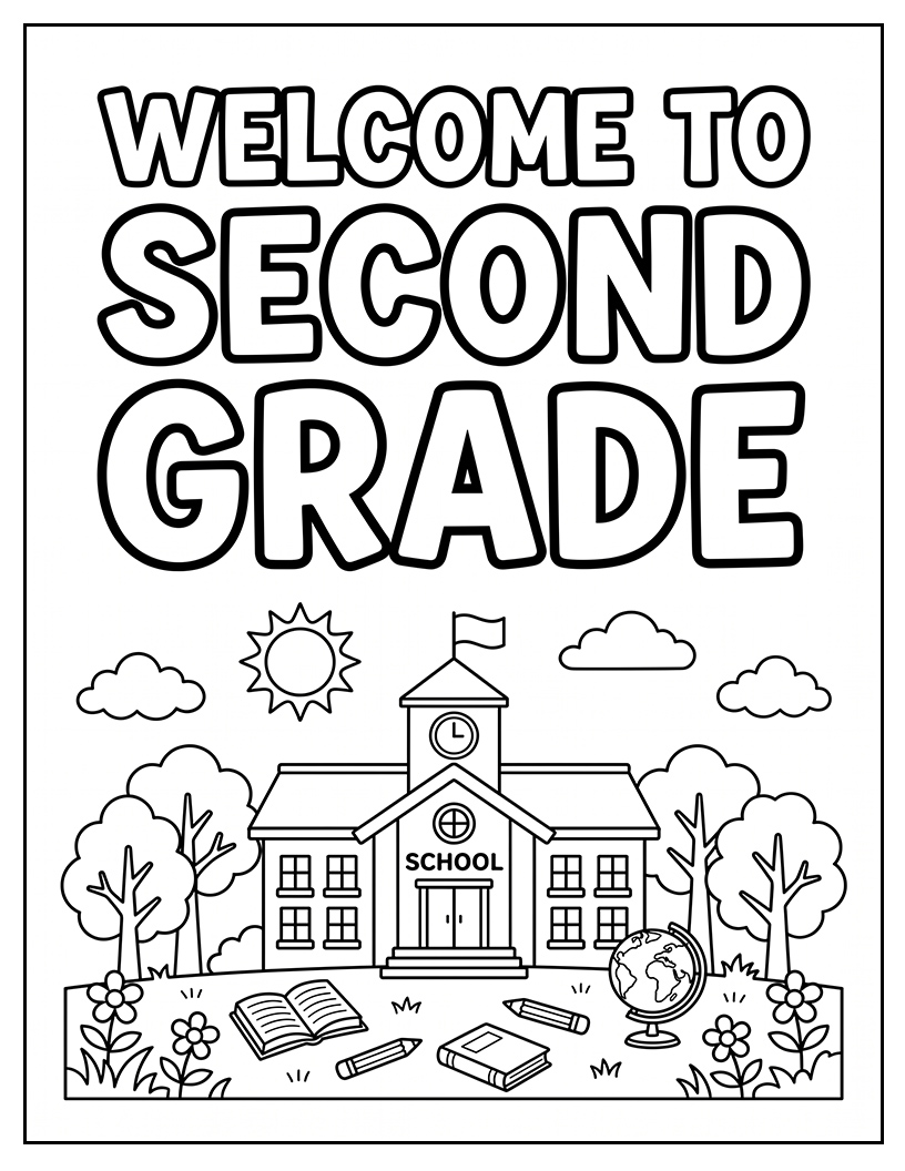 Welcome to Second Grade Print At Home Coloring Page
