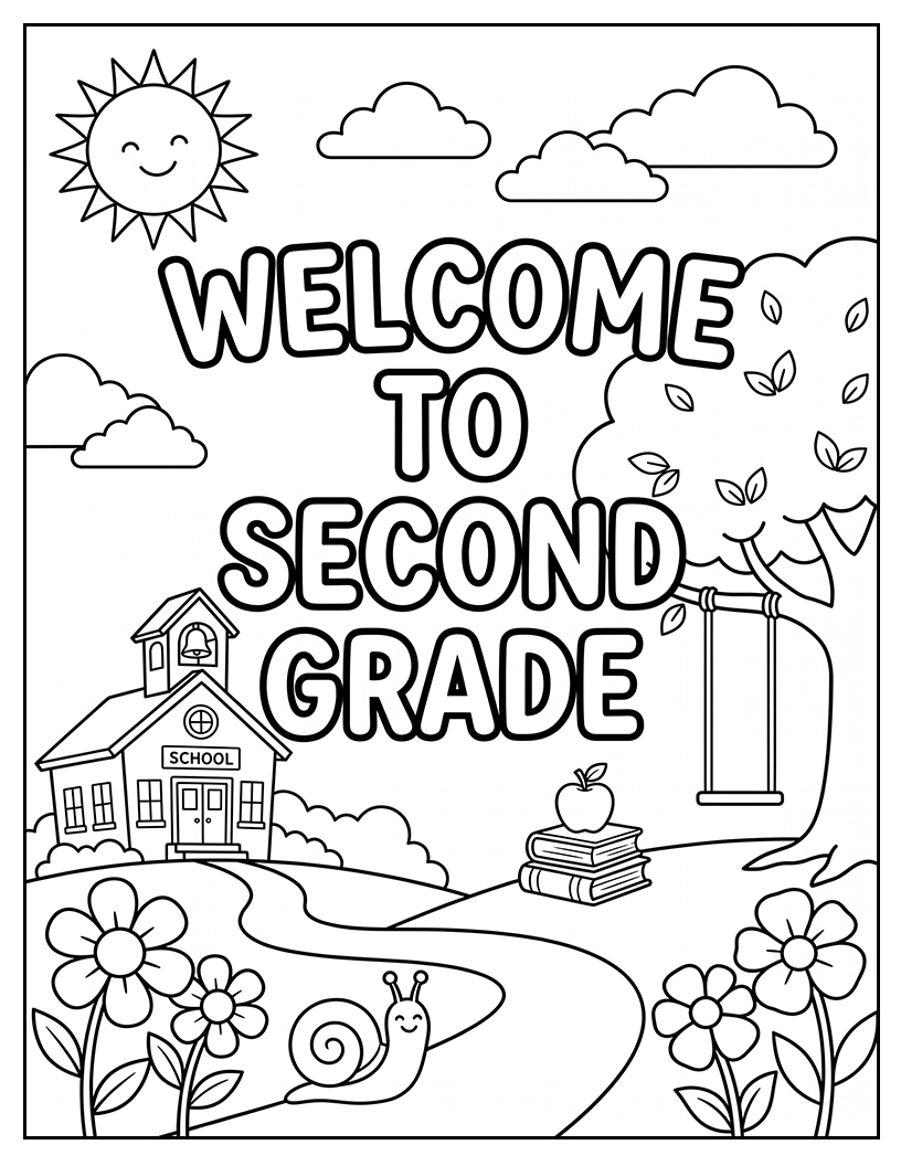 Welcome to Second Grade Printable Coloring Sheet