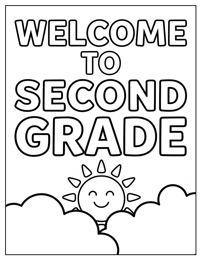 Welcome to Second Grade Printable Line Art