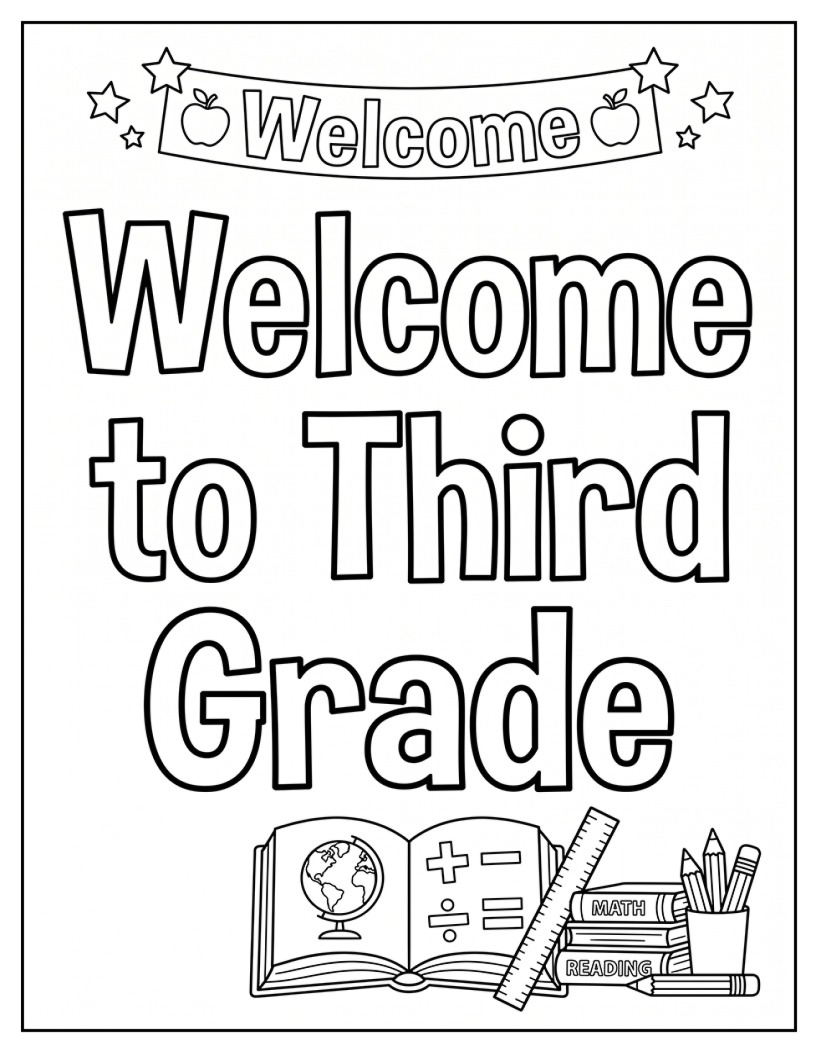 Welcome to Third Grade Coloring Book Page