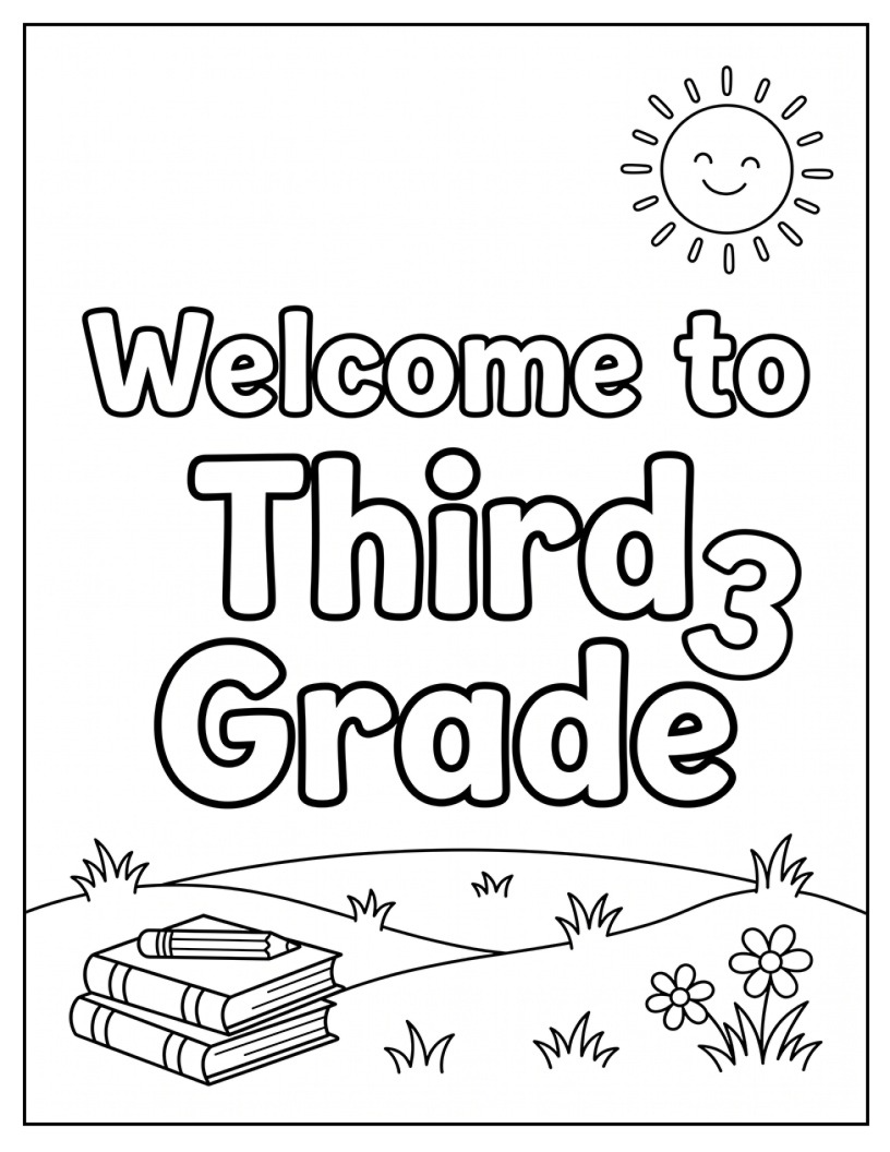 Welcome to Third Grade Print At Home Coloring Page