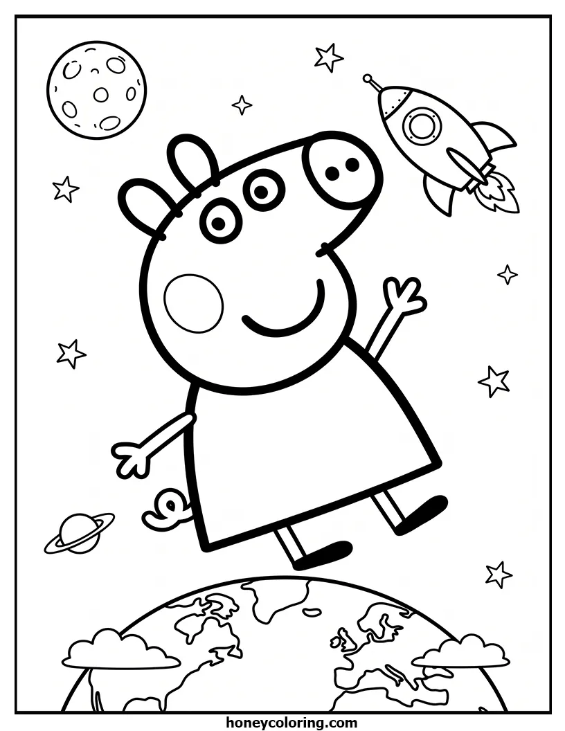 Peppa Pig Coloring Template