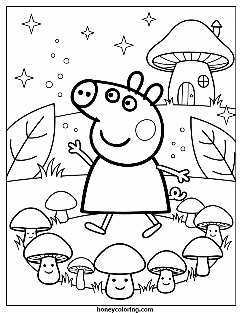 Peppa Pig Line Art Coloring Page