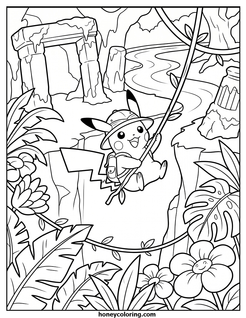 Pikachu Line Drawing Printable