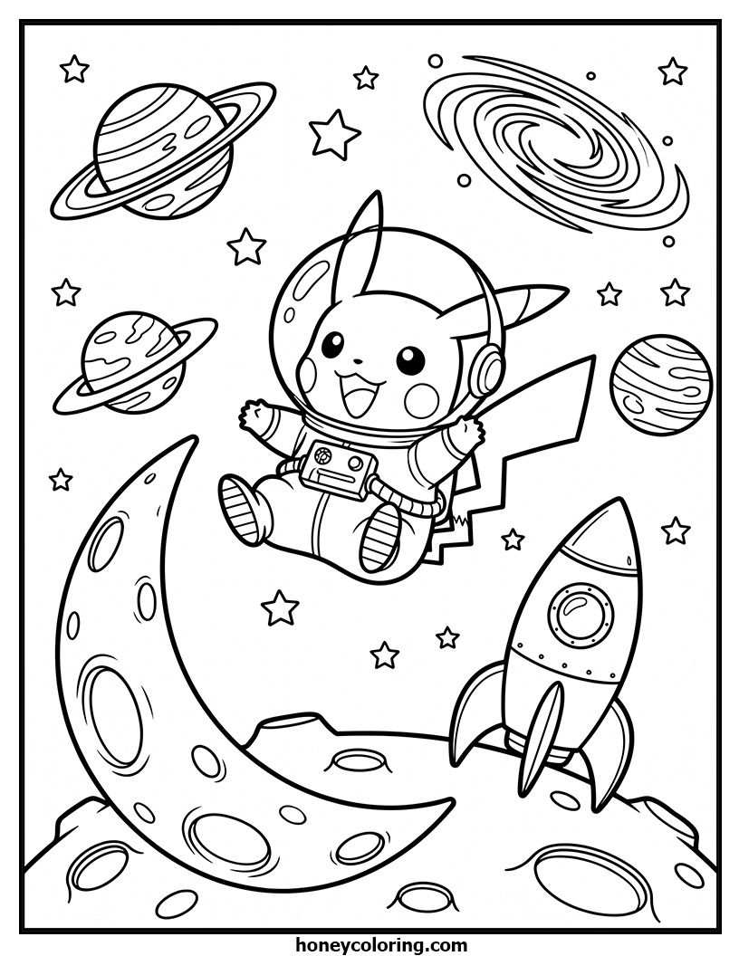 Pikachu Print At Home Coloring Page