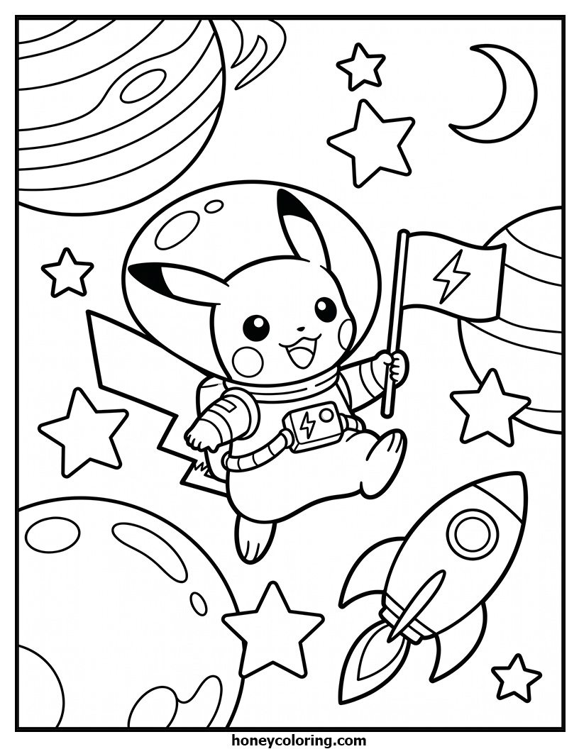 Pikachu Printable Outline